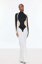 “Noir Illusia” Luxe Edition Contour Panel Evening Gown – Velour de Luxe Collection