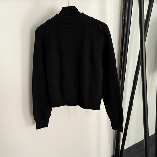 Chrome Hearts Wool Knit Zip-Up Jacket with Embroidered Logo – Black