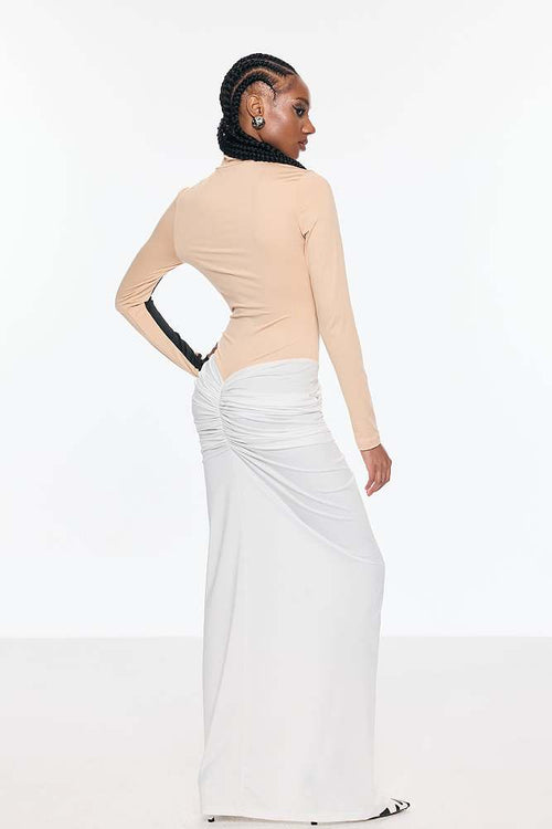 “Noir Illusia” Luxe Edition Contour Panel Evening Gown – Velour de Luxe Collection