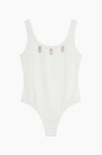 Schiaparelli Keyhole Charm Bodysuit – White