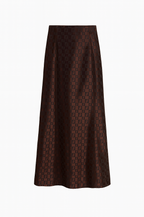 Fendi Monogram Silk A-Line Midi Skirt – Chocolate Brown