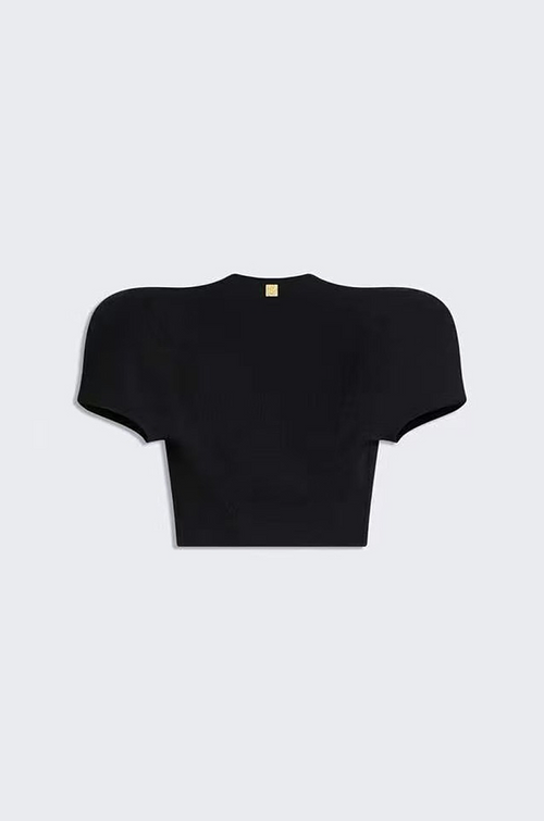 Schiaparelli Sculpted Puff-Sleeve Gold Button Set – Black