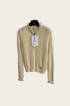 Chanel Ruffled Lace Knit Sweater with Crystal Charm – Winter Icons Luxe Edition