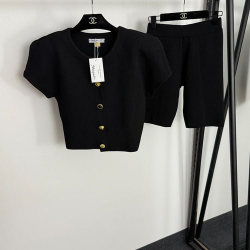 Schiaparelli Sculpted Puff-Sleeve Gold Button Set – Black