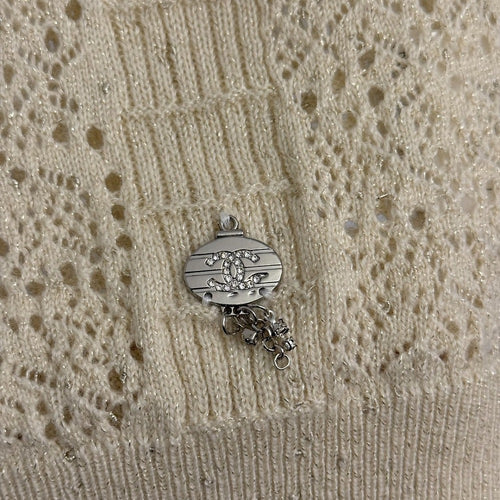 Chanel Ruffled Lace Knit Sweater with Crystal Charm – Winter Icons Luxe Edition