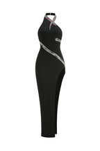 Serpentina Noire – Crystal Snake Halter Gown