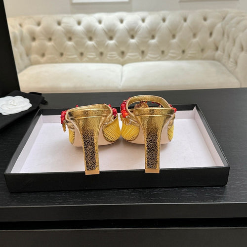 CHANEL Coco Beach Coral Charm Mesh Mules