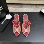 CHANEL Coco Beach Coral Charm Mesh Mules