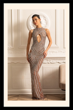 "Couture Solstice” Metallic Illusion Crystal Gown – Velour de Luxe Award Couture