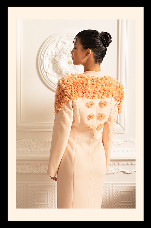 “Jardin de Soleil” 3D Floral Blazer Gown – Velour de Luxe Award Couture