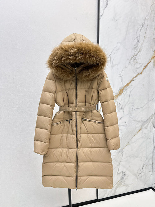 Moncler “Lustre du Nord” Belted Down Coat with Fox Fur Hood – Winter Luxe Edition