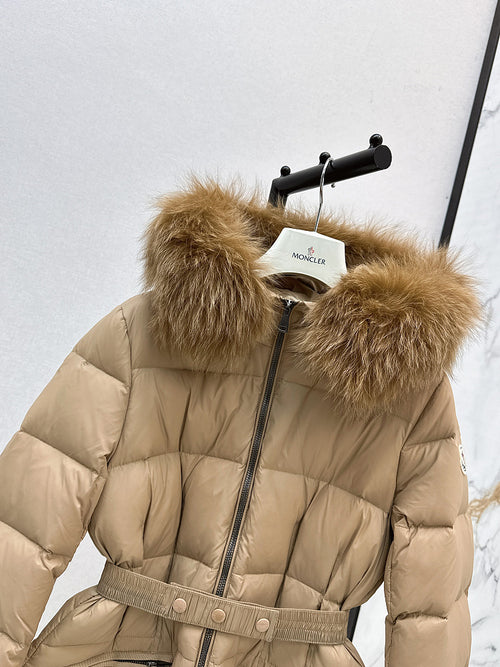 Moncler “Lustre du Nord” Belted Down Coat with Fox Fur Hood – Winter Luxe Edition