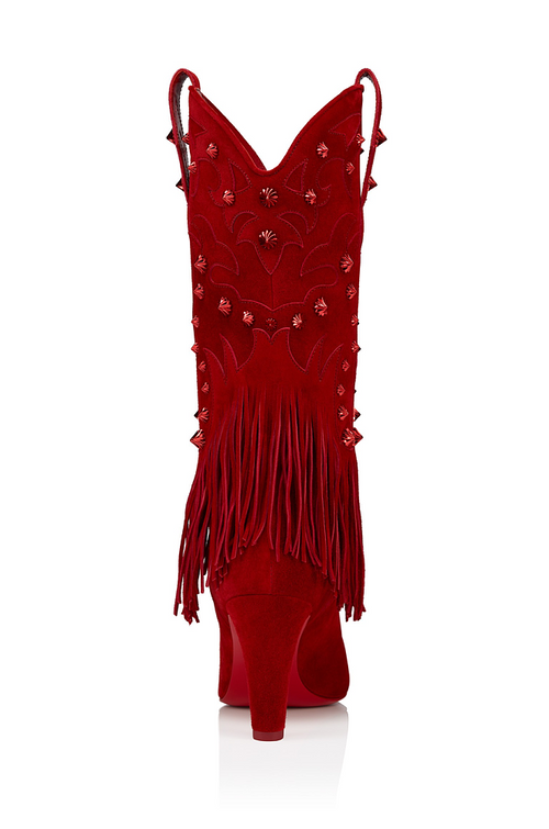 Christian Louboutin “Rodeo Rouge” Fringe Suede Embellished Boots