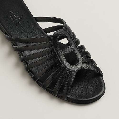 HERMÈS Chypre-Style Noir H Sandals