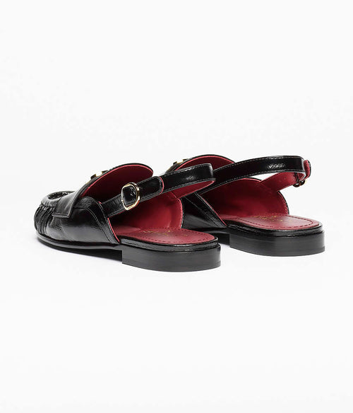 CHANEL Métiers d’Art 2026 CC Loafer Slingbacks – Black Crumpled Shiny Lambskin