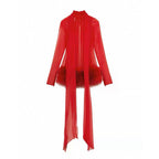 EMPRESS OF FIRE™ Feather-Trim Illusion Couture Mini Dress