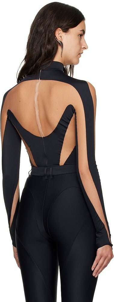MUGLER Black Illusion Bodysuit