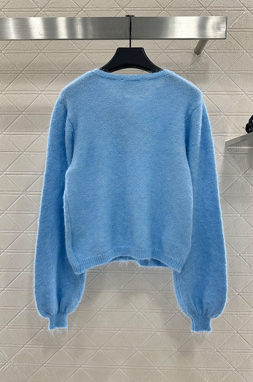 Miu Miu Azzura Perlée” Crystal-Trim Knit Cardigan