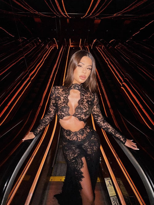 'Menise' Lux Laced Long Dress