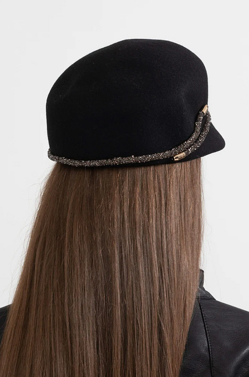 “Marlène Royale” Jeweled Wool Cap