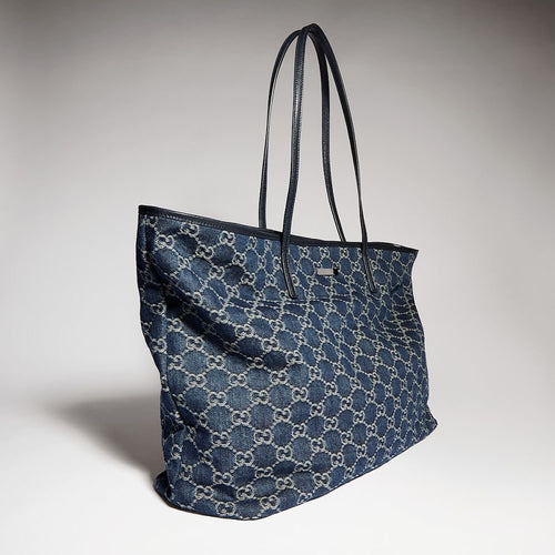 Gucci Tribeca Large Tote Bag — Dark Blue GG Denim