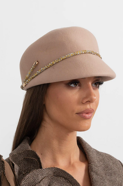 “Marlène Royale” Jeweled Wool Cap