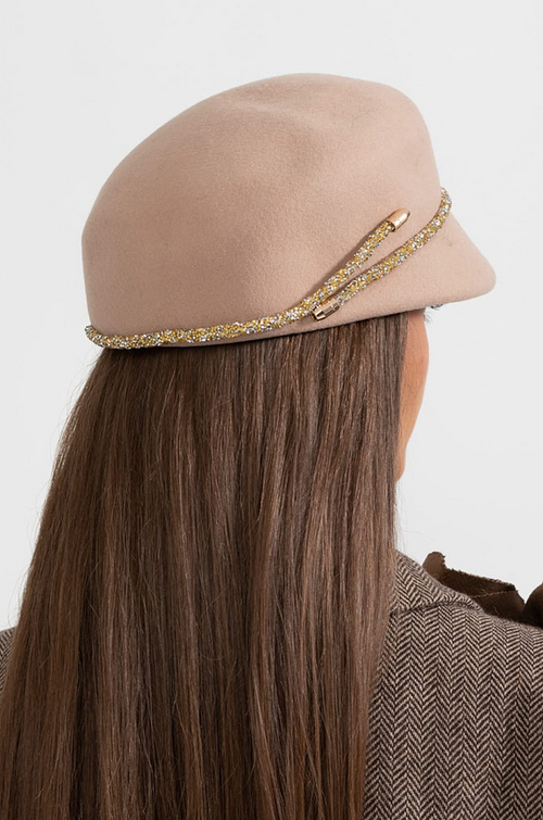 “Marlène Royale” Jeweled Wool Cap