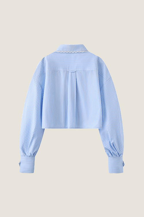 “Lac de Minuit” Lace-Panel Cropped Blouse