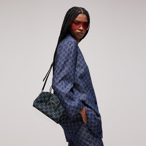 Gucci Tribeca Small Top Handle Bag in Dark Blue GG Denim