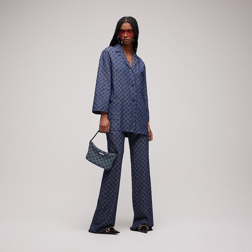 Gucci Lunetta Small Shoulder Bag in Dark Blue GG Denim