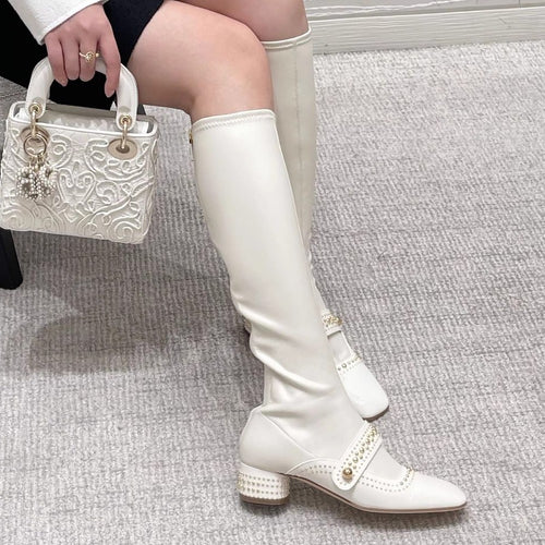 “Clarette d’Or Haute” Studded Knee-High Boots
