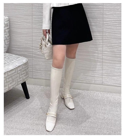 “Clarette d’Or Haute” Studded Knee-High Boots