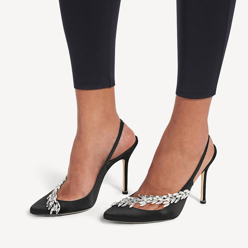 Manolo Blahnik x Balenciaga Crystal Embellished Slingback Pumps