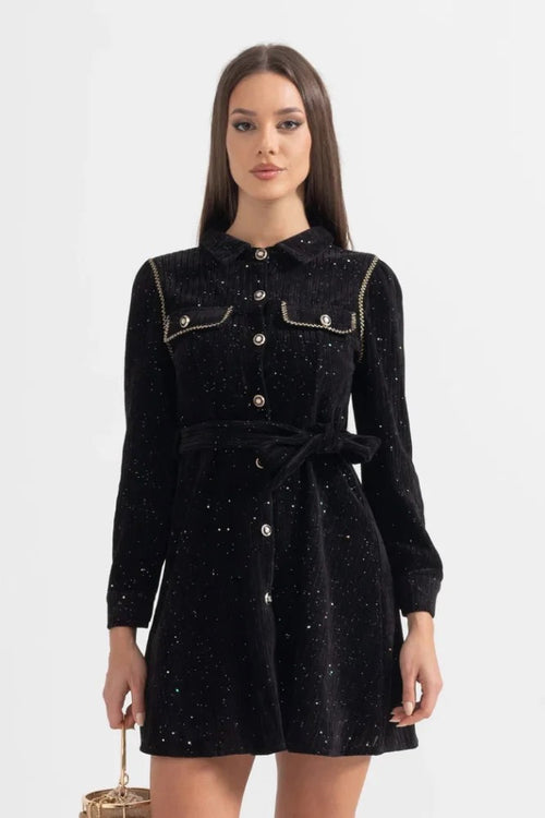 “Nuvra” Embellished Velvet Mini Dress