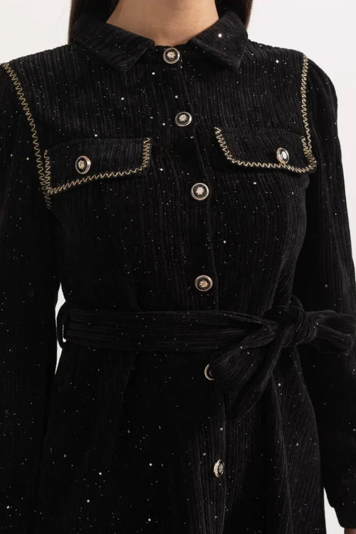 “Nuvra” Embellished Velvet Mini Dress