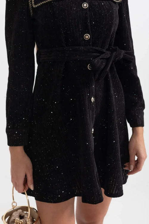 “Nuvra” Embellished Velvet Mini Dress