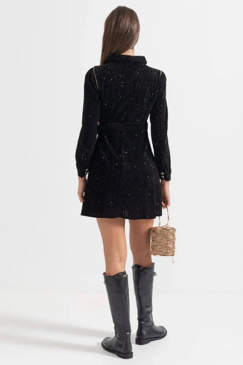 “Nuvra” Embellished Velvet Mini Dress