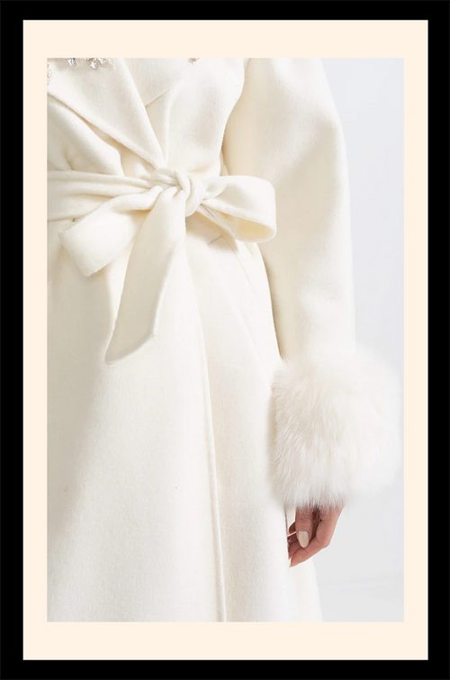 “Éclaire Blanche” Crystal Embroidered Wool Coat