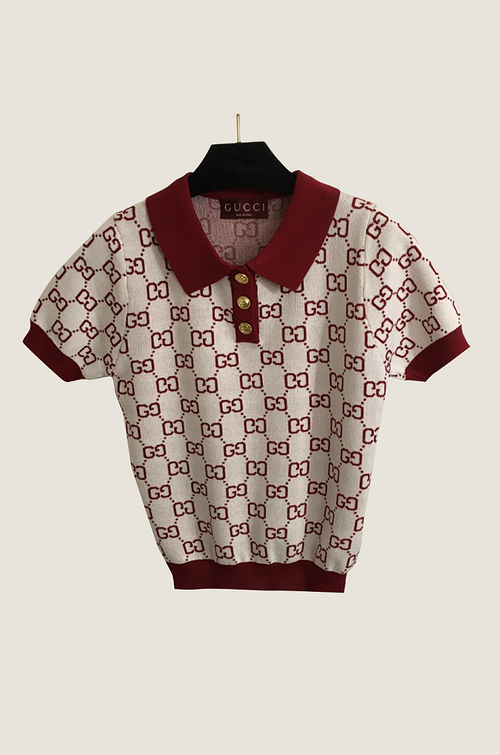 Gucci Monogram Knit Polo Top – Luxe Edition (One Size)