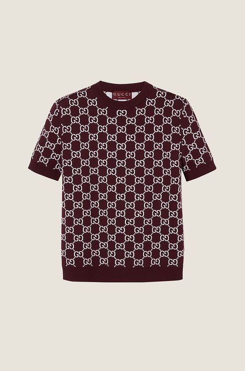 Gucci “Bordeaux Monogram Knit Tee” – Signature Edition (S–L)