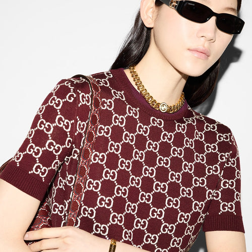 Gucci “Bordeaux Monogram Knit Tee” – Signature Edition (S–L)