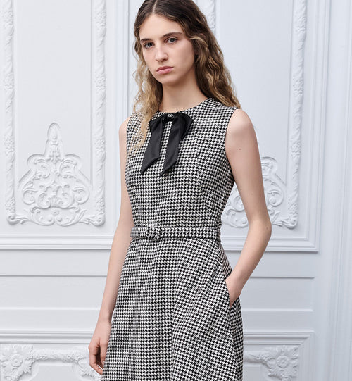 DIOR Houndstooth Bow Midi Dress