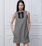 DIOR Houndstooth Bow Shift Mini Dress