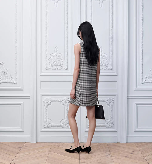 DIOR Houndstooth Bow Shift Mini Dress