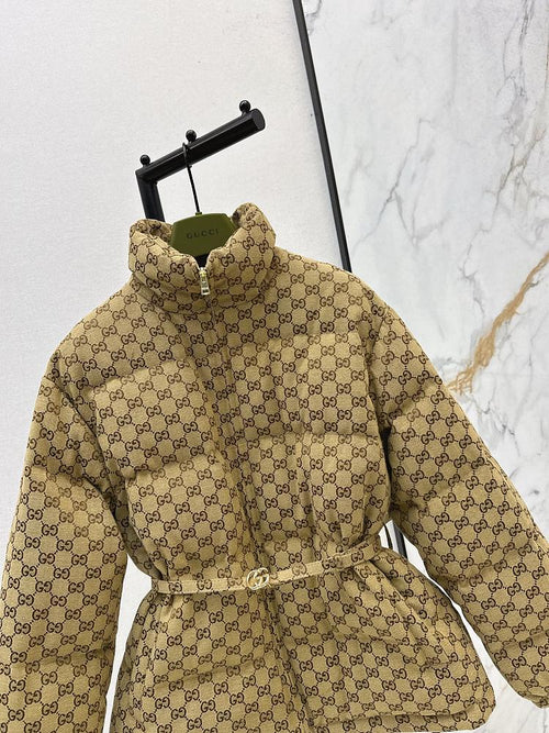 “GG Eclipse” Monogram Belted Puffer Jacket — Gucci