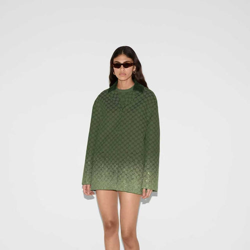 Gucci -Verde Opale” Embellished Monogram Coat Set