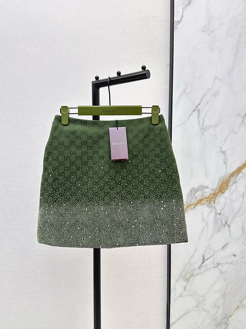 Gucci -Verde Opale” Embellished Monogram Coat Set