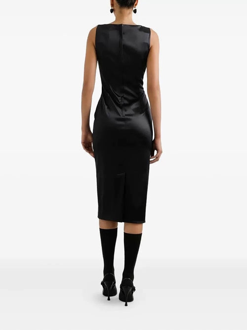 DOLCE & GABBANA “Leoparda Élite” Satin Bustier Midi Dress
