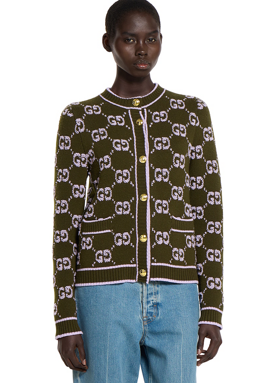 Gucci “Verona Maglia” GG Monogram Knit Cardigan – Luxe Edition