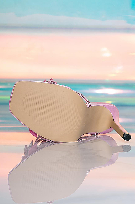 'Garden Glam' Glitter Bow Heels in Pink